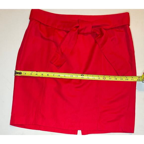 Banana Republic Red Linen Cotton Skirt Women’s Sz 14 Pencil Tie Waist office - Picture 5 of 10